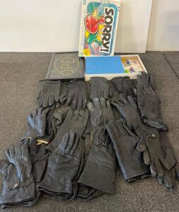 Lot of 12 Black Leather Gloves, LED Open Sign, Sorry! Board Game &ndash; Mixed Lot, Pre-Owned