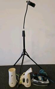 Adjustable Phone/Camera Tripod, Gooseneck Holder, Extends to 55in, Lightweight Aluminum, Black