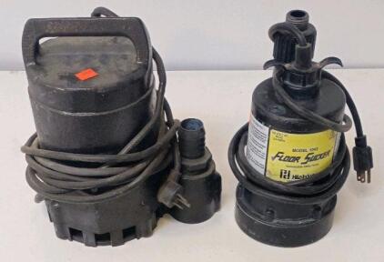 Hilo Industries Floor Sucker 1042 & Heavy-Duty Submersible Utility Pumps, 120V, 1" Outlet