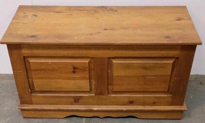 Traditional Pine Wooden Storage Chest &ndash; Panel Front, Hinged Lid, 36"x18"x18" Medium Finish