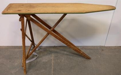 Vintage Wooden Ironing Board, 54"x15", Foldable, Solid Wood, 1940s-1950s, Natural Finish