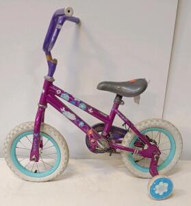 Purple Kids' Bicycle, 12" Wheels, Training Wheels, Coaster Brake, Chain Guard, Cartoon Decals