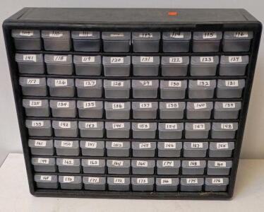 72-Drawer Multi-Bin Parts Organizer Cabinet with Steel Frame and Clear Plastic Drawers