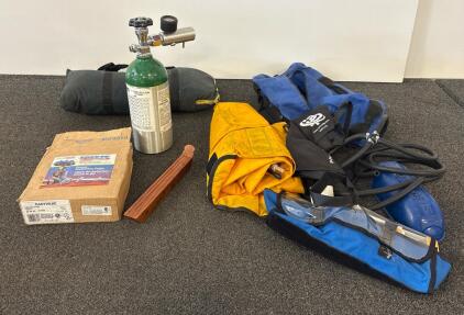Scuba Gear Lot: SeaQuest BCD, Aluminum Oxygen Tank w/Regulator, Flotation, Accessories