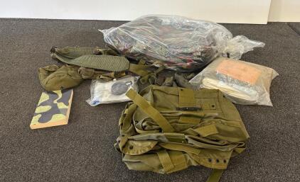 Military Parachute Survival Kit with Harness, Canopy, and Accessories