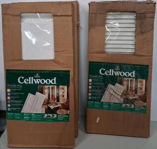 Cellwood 15"x31" White Vinyl Exterior Window Shutters, Panel & Louver Styles, RP1531/L1531, 4 Sets