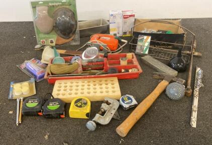 Mixed Lot of Hand Tools & Accessories &ndash; Includes Remington Elite Horn Mounting Kit, Tape Measures, Hammer, Pipe Cutter, and More