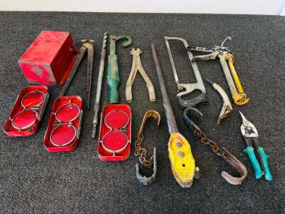 Mixed Lot Greenlee No. 515 Ratchet, Outers Foco Flares, Vintage Hand Tools & Case and Much More