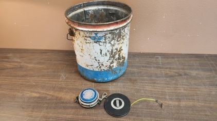 Vintage Tape Measure (2) & Oil Bucket