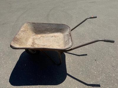 Steel 6 cu ft Contractor Wheelbarrow, Single Wheel, Metal Frame, 16" Pneumatic Tire