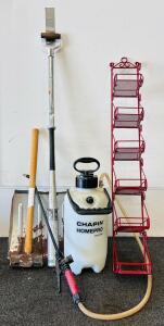 Chapin HomePro 2-Gallon Handheld Pump Sprayer, Adjustable Nozzle, 20" Poly Wand, Shovel, Red Garden Rack, and More
