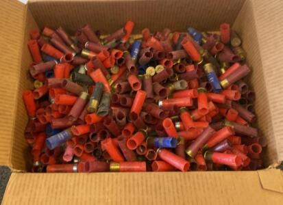 Assorted 12 Gauge Shotgun Shell Hulls, Approx. 200-400 Spent Casings, Various Colors