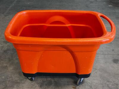 Large Orange Bulk Utility Cart with Drain Plug, 4 Swivel Casters, 20 cu ft, 500 lb Capacity