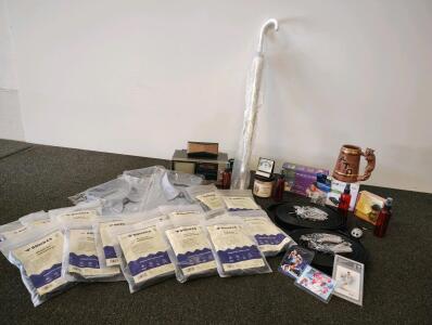 Bulk Lot: 3XL Dress Shirts, Bombas Underwear, Aramark Belts, & Cooper Flagg Basketball Cards and more