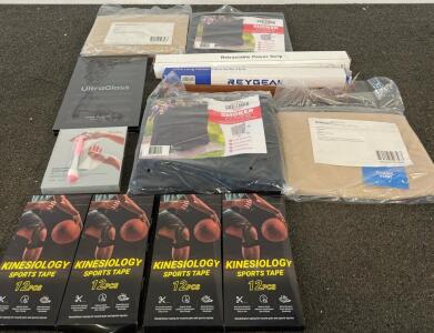 Mixed Lot: Kinesiology Tape, Grillman BBQ Covers, Ultra Carbon Selfie Stick, Power Strip, More
