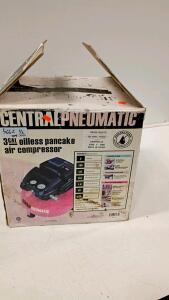 Central Pneumatic 3 Gallon 100 PSI Oilless Pancake Air Compressor Model 95275, 120V