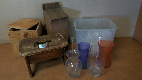 Bat House, Glass Vases, Wood Step, More