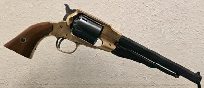 Remington 1858 New Model Army .44 Cal Black Powder Revolver, Brass Frame, Lawson Arms 1256R Italy