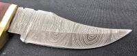 Damascus Steel Fixed-Blade Hunting Knife With Natural Horn Handle And Leather Sheath - 2