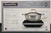 Tramontina 3-Piece Induction Cooking System With 4 Qt Tri-Ply Clad Stainless Steel Pan - 3