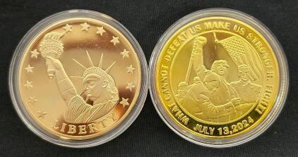 Gold-Plated Commemorative Coins, Liberty & Presidential Seal, July 13 2024, Proof-Like Finish