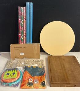 Colenza 20" Pizza Stone (Cordierite, 1472&deg;F Max) & Fanichi XL Acacia Cutting Board 20"x15"x1.5" And Various Party Decor