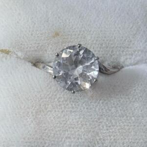 Classic 6-Prong Solitaire Ring with Round Brilliant 1.25ct Cubic Zirconia, Silver Band