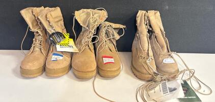 Gore-Tex Military Combat Boots, Tan, Sizes 5.5/6.5/12W, Lace-Up, Waterproof, Vibram Sole