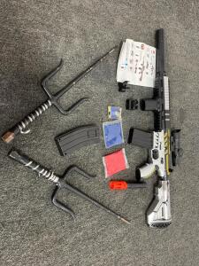 M416 Gel Ball Blaster Toy Gun Set, Modular Accessories, with Pair of Classic Steel Sai Weapons