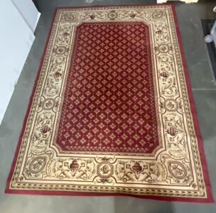 Traditional Oriental Area Rug, 5'3" x 7'3", Red/Beige, Polypropylene, Stain Resistant