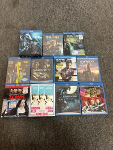 Blue ray DVD bundle including : Harry Potter Colection, the Italian job, Serenity, the Boune Legacy, Divergent, The Town, Arabesque, Underworld, Starship Troopers