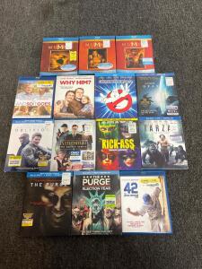 Lot of 14 Blu-ray Movies: Mummy Trilogy, Ghostbusters, Gravity, The Purge, Kingsman & More