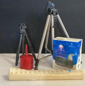 (2) tripods and Personal Dehumidifier