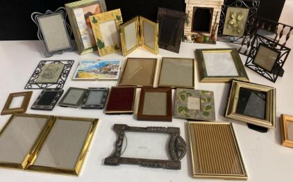 Lot of 24 Assorted Photo Frames &ndash; Metal, Wood, Vintage & Modern Styles, Multiple Sizes & Finishes