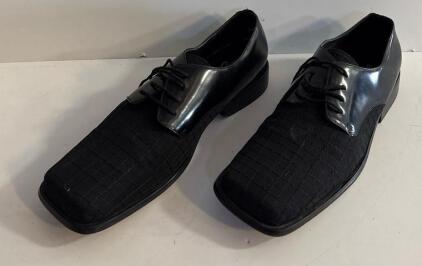 Giorgio Brutini Black Leather & Textile Square Toe Lace-Up Dress Shoes Size 13M