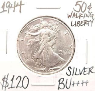 1944 BU++++ Silver Walking Liberty Half Dollar