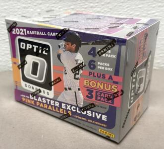 2021 Donruss Optic Baseball Blaster Box Panini - 27 Cards, Pink Parallels, Sealed, Christian Yelich
