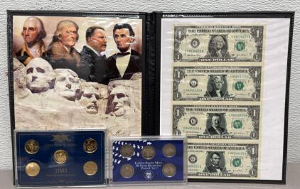 United States Commemorative Gallery Mt. Rushmore Collection &ndash; 1999 & 2003 State Quarters Proof Sets with Custom $1 Notes