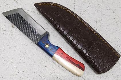 (1) Fixed Blade Cold Steel Utility Knife With Wood And Resin Handle And Sheath