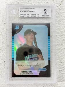 2005 Bowman Chrome Refractor #316 Carlos Gonzalez BGS 9 MINT Rookie Card