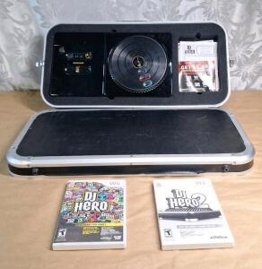 (1) Nintendo Wii DJ Hero Renegade Turntable, Limited Edition W/ Hard Case, Stand & (2) Games