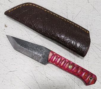 (1) Fixed Blade Cold Steel Utility Knife With Wood Handle And Sheath