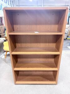 Modern 5-Shelf Brown Oak Laminate Bookcase, 60"x36"x12", Fixed Shelves, Assembled