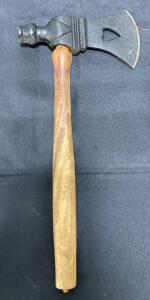 Iron Pipe Tomahawk with Hardwood Handle, Approx. 18" Length, Decorative Diamond Cutout