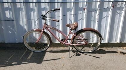 NEXT La Jolla Cruiser Bicycle, 26" Wheels, Single Speed, Aluminum Frame, Pink Floral Design