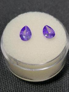 2.00ct Natural Purple Tanzanite Pear-Cut Faceted Gemstones