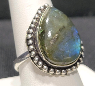 Size 9.5 Fancy Labradorite Gemstone Ring