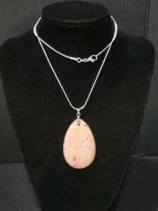 81.90ct Natural Chrysanthemum Coral Teardrop .925 Necklace
