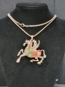 Fancy Pegasus Pendant on Long Necklace