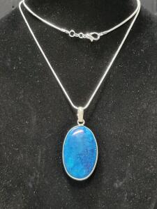 Natural Turquiose Oval .925 Necklace